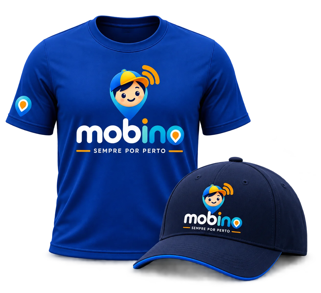 Boné e camiseta da equipe Mobino, sem fundo